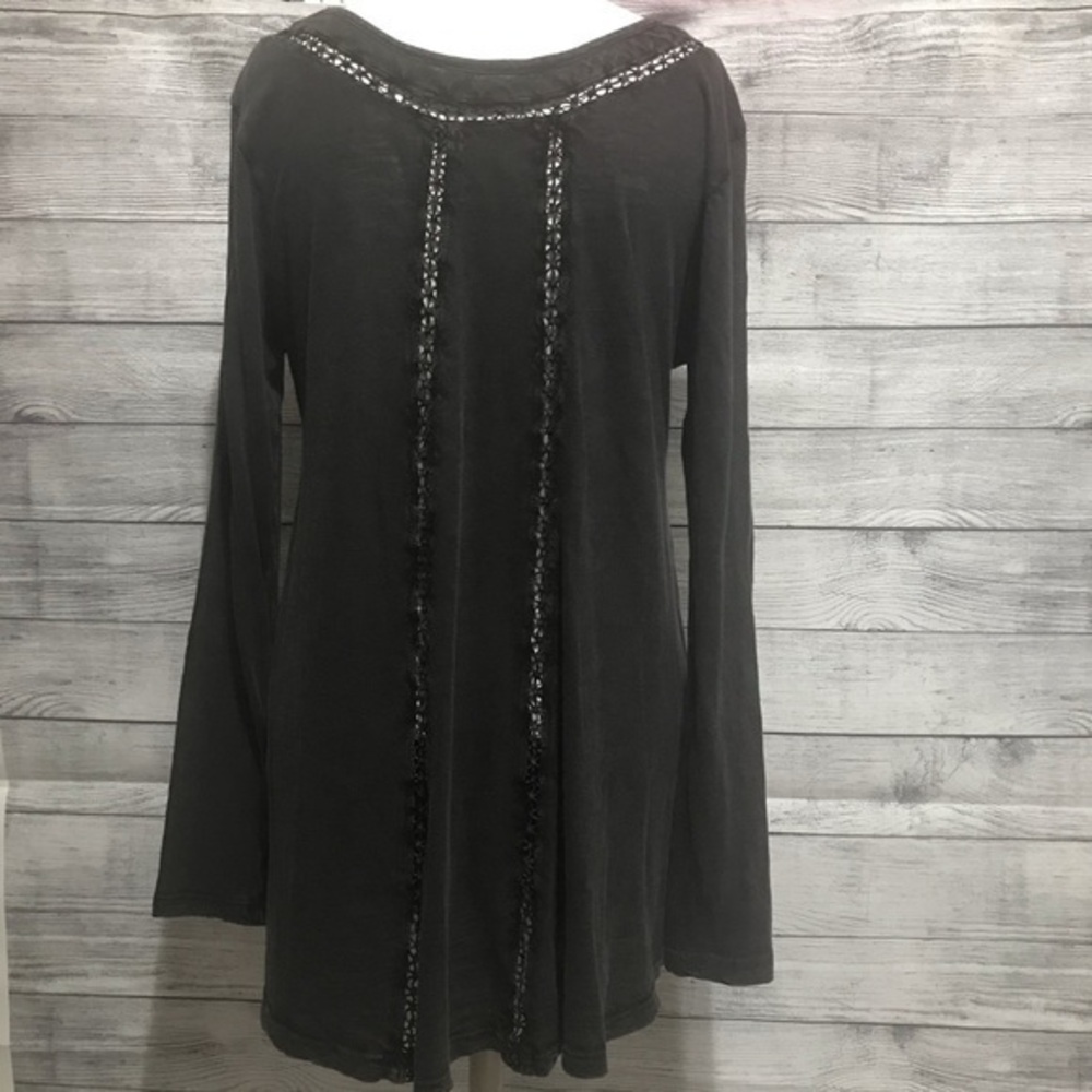 Soft Surroundings Black LS Crochet Eyelet …